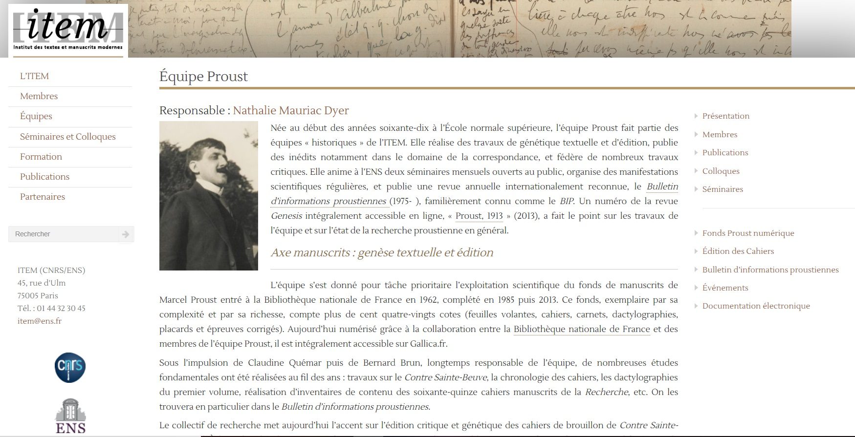 ITEM — Institut des textes et manuscrits modernes
