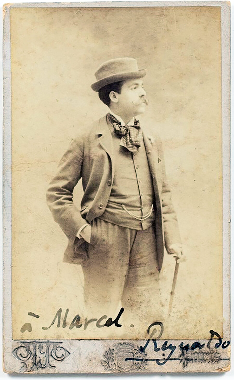 Photographie de Reynaldo Hahn dédicacée à Marcel Proust
