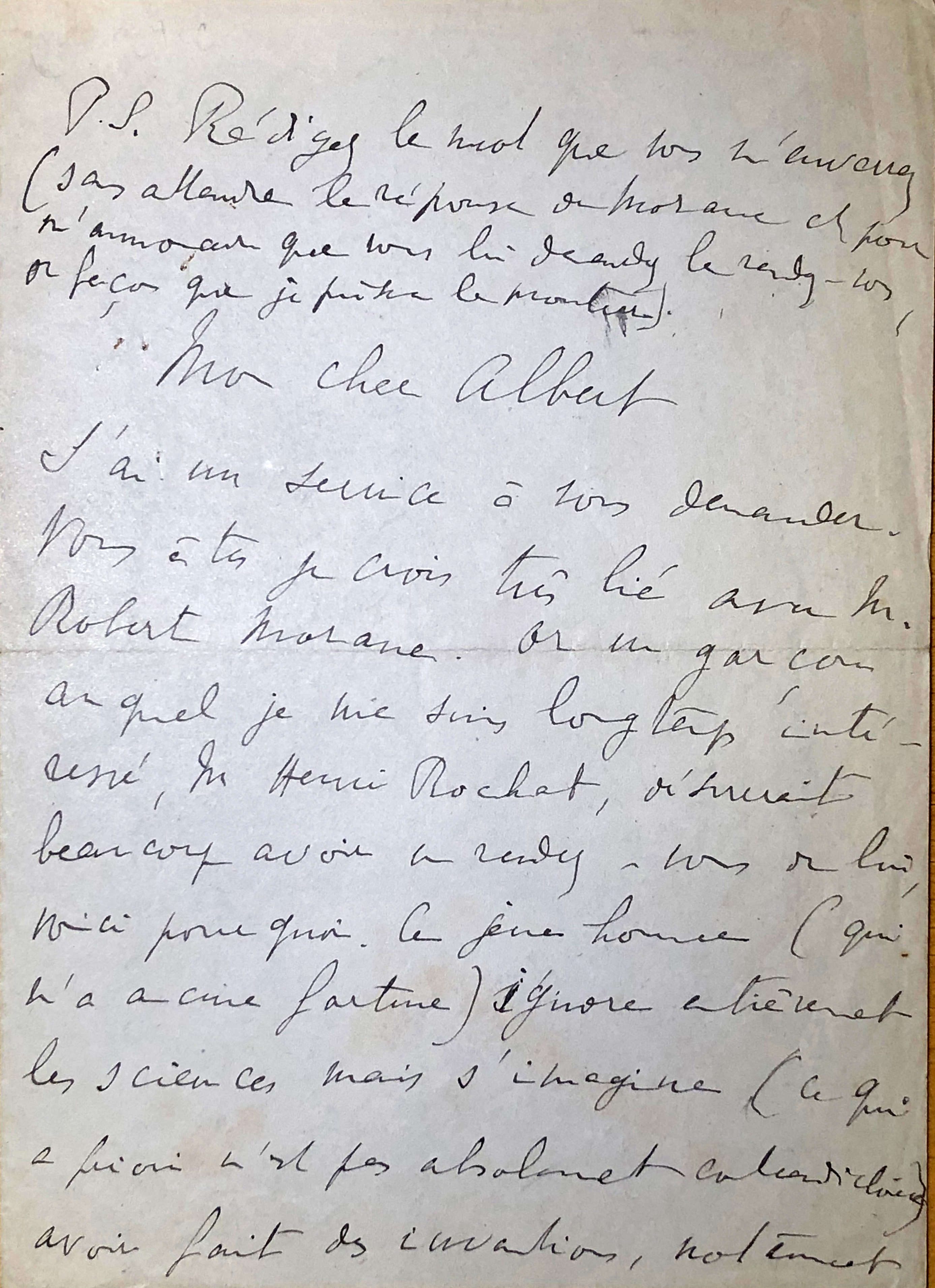 Lettre à Albert Nahmias, juin 1919