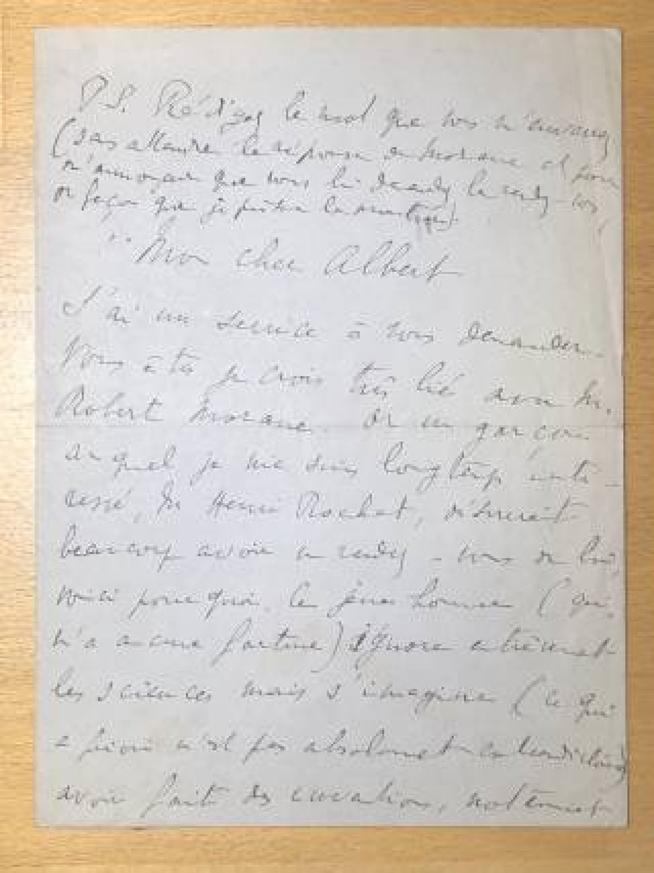 Acquisition d'une lettre inédite de Marcel Proust à Albert Nahmias
