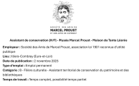 Recrutement d'un assistant de conservation